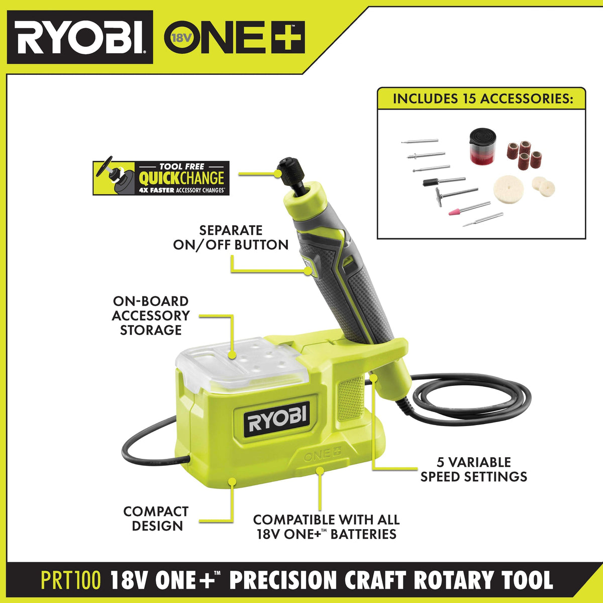 18V ONE+ Precision Craft Rotary Tool Kit Image 2